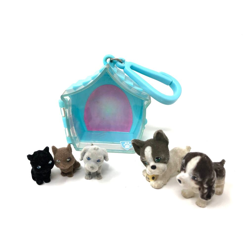 Puppy‎ in my Pocket 2007 Dogs Kitty Cats Flocked Miniature Toy Blue House Clip